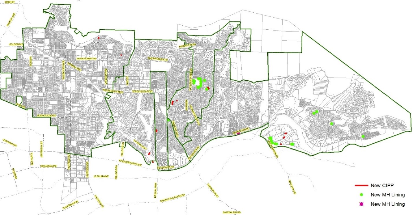 Map of 2021 Sewer CIPP Rehabilitation with ne CIPP