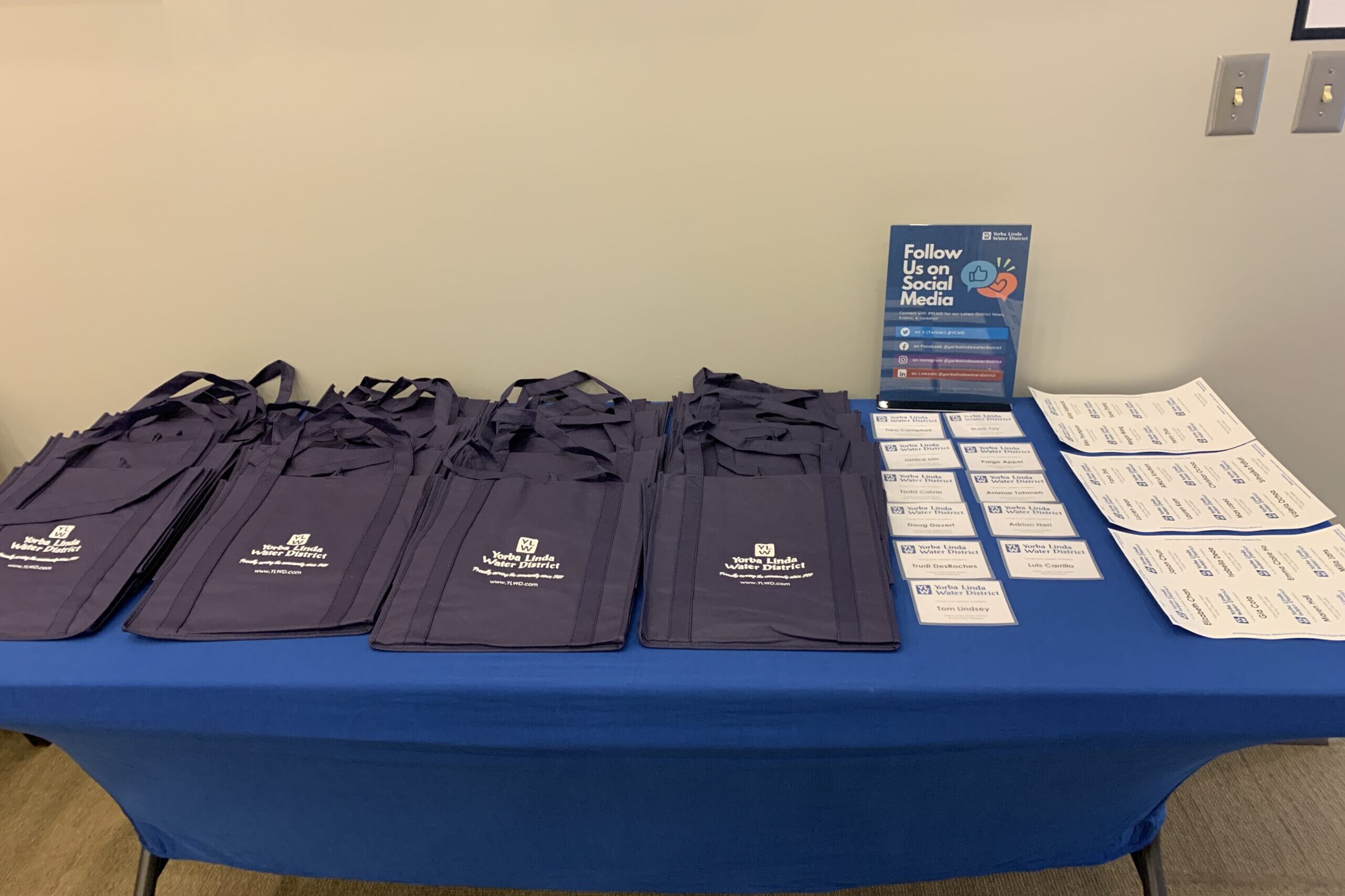 The goodie bags YCLA members received after becoming official water ambassadors.