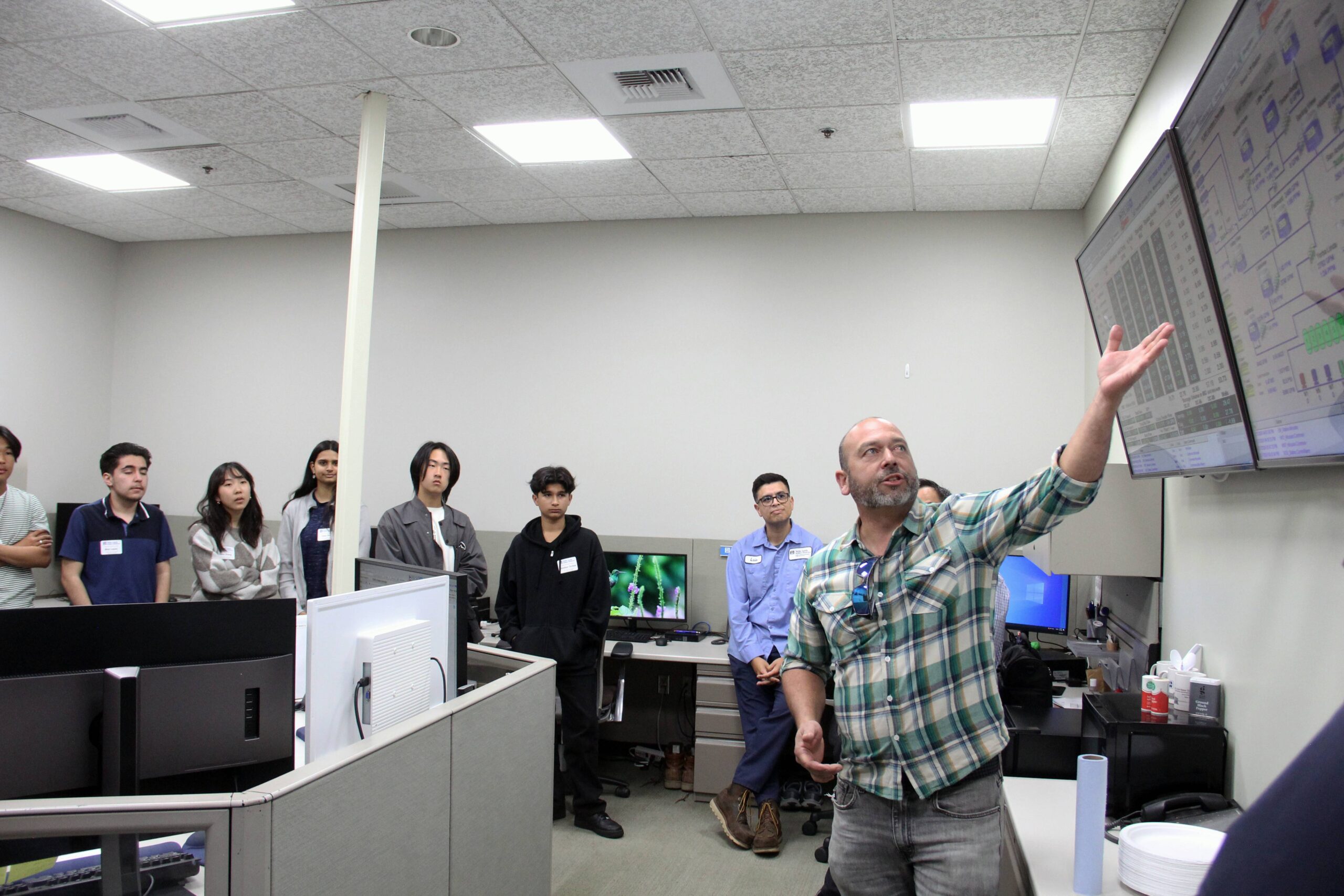 Todd gives students a tour of SCADA.