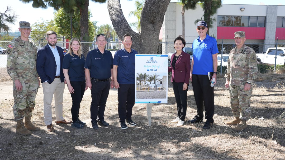 Community members and YLWD staff gather for a group photo at a future groundwater well project site