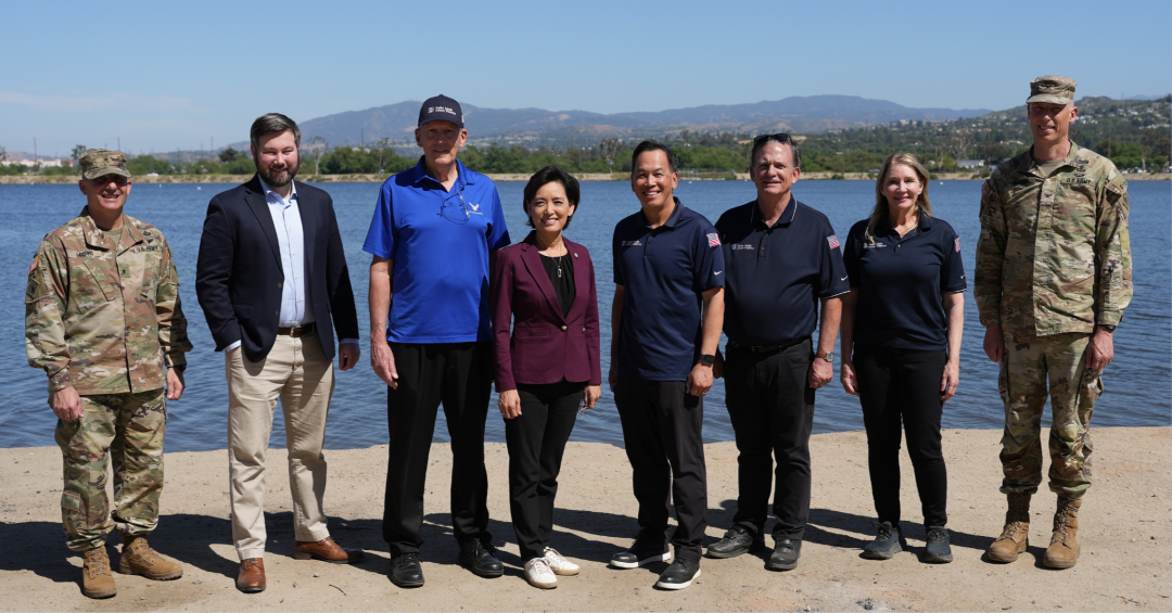 Congresswoman, USACE leaders, and YLWD staff pose for a group photo at OCWD's Warner Basin during a well project tour